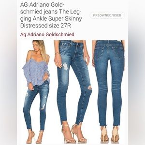 AG Denim Adriano Goldschmidt, The Legging Ankle Super Skinny Anke, size 23
